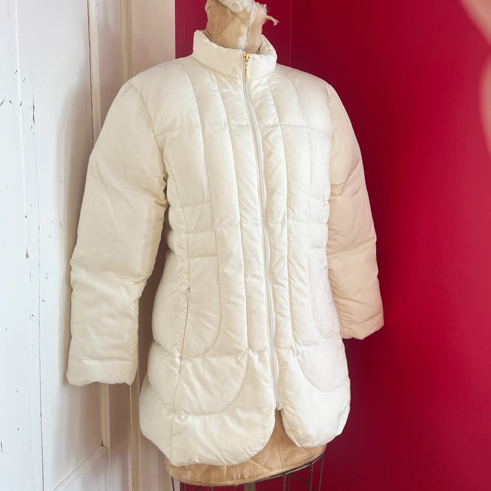 Vintage 1990s Moncler Off-White Puffer Quilted Duvet Down Jacket Size 2 XXS